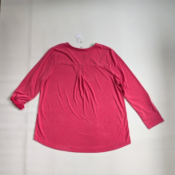 J. Jill Modal Shirt Roll Tab Sleeves Size XL Fuchsia NEW - Picture 4 of 8